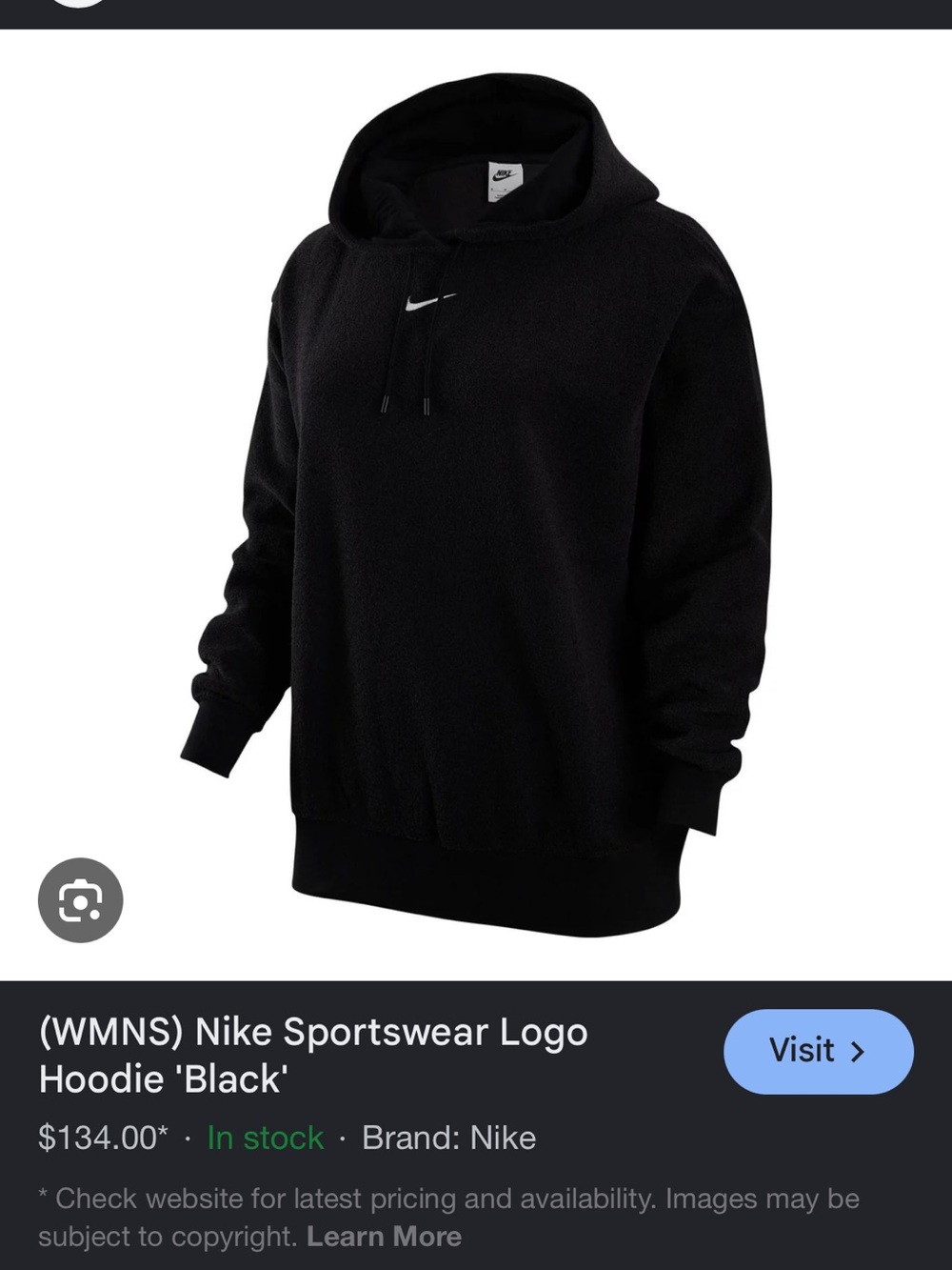 Nike Black Crewneck Hoodie with White Swoosh